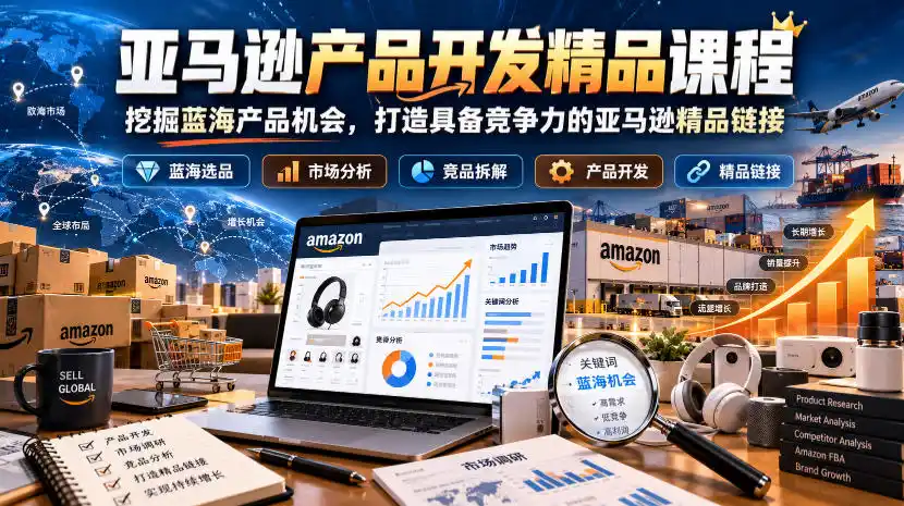 亚马逊产品开发精品课程，挖掘蓝海产品机会，打造具备竞争力的亚马逊精品链接-智云副业