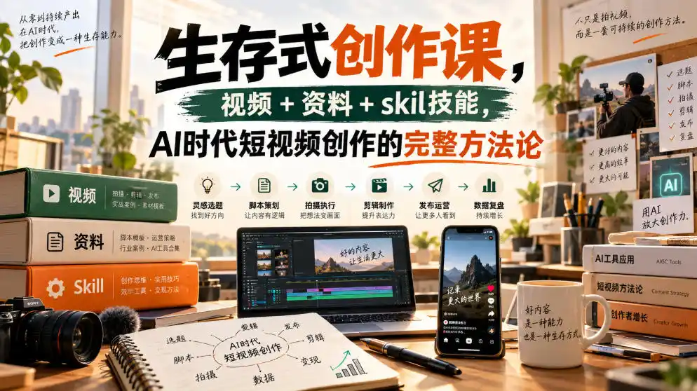 生存式创作课，视频+资料+skil技能，ai时代短视频创作的完整方法论-智云副业