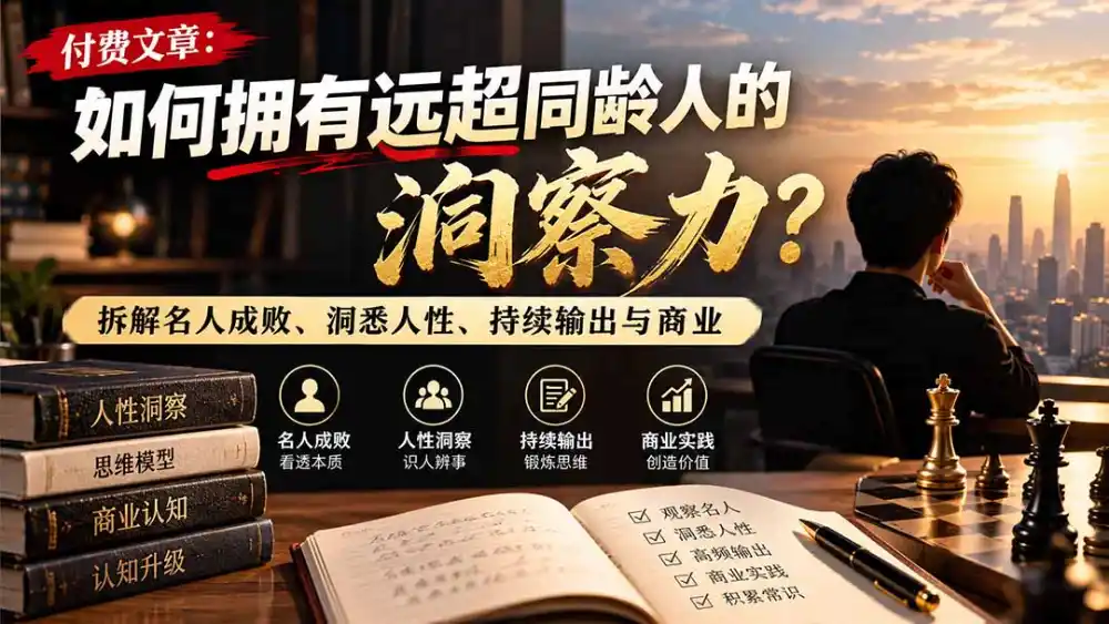 付费文章：如何拥有远超同龄人的洞察力？拆解名人成败、洞悉人性、持续输出与商业实践-智云副业