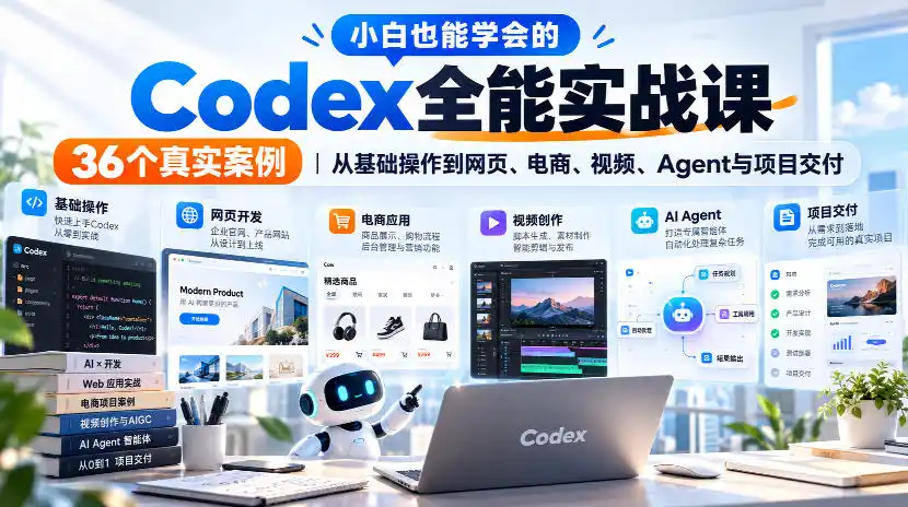 小白也能学会的Codex全能实战课｜36个真实案例，从基础操作到网页、电商、视频、Agent与项目交付-智云副业