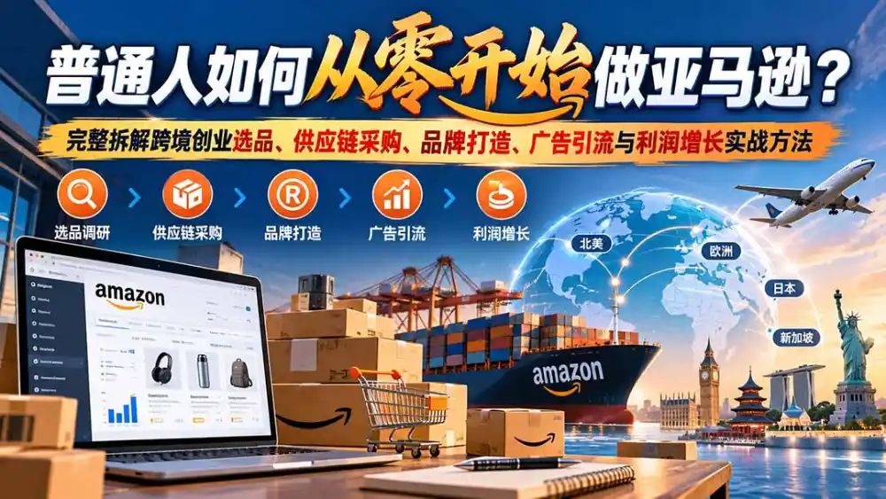 普通人如何从零开始做亚马逊？完整拆解跨境创业选品、供应链采购、品牌打造、广告引流与利润增长实战方法-智云副业