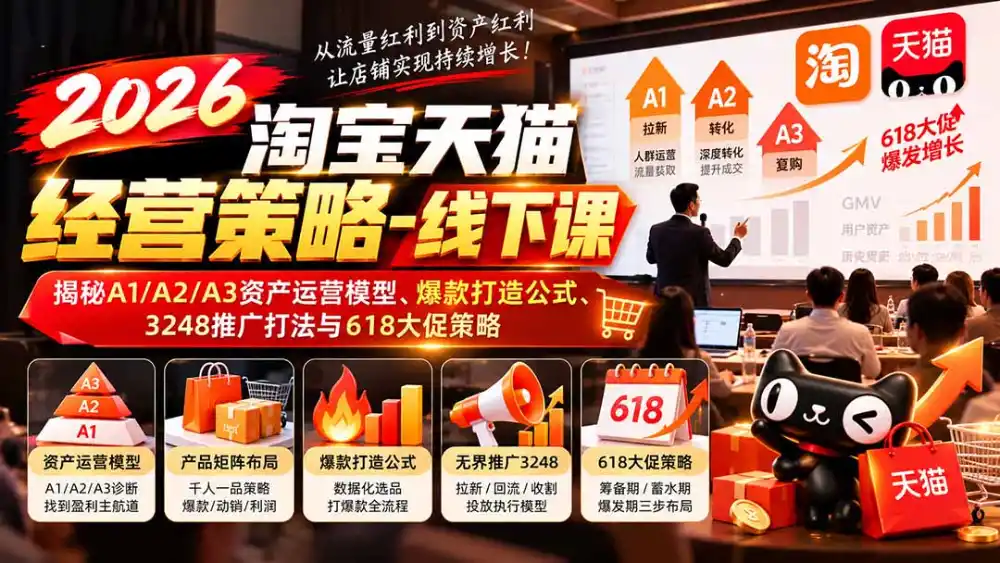 2026淘宝天猫经营策略-线下课-更新1019：揭秘A1/A2/A3资产运营模型、爆款打造公式、3248推广打法与618大促策略-智云副业