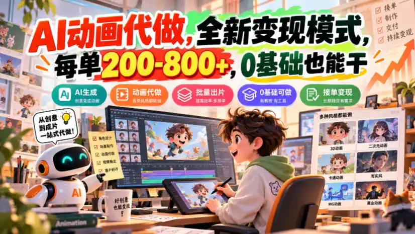 AI动画代做，全新变现模式，每单200-800+，0基础也能干【揭秘】-智云副业