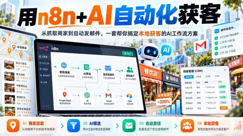 【无水印】用n8n+AI自动化获客，从抓取商家到自动发邮件，一套帮你搞定本地获客的AI工作流方案【原创双语字幕】-智云副业
