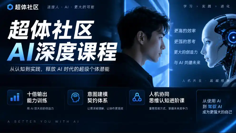 超体社区AI深度课程，十倍输出能力训练，意图建模契约体系，人机协同思维认知进阶课-智云副业