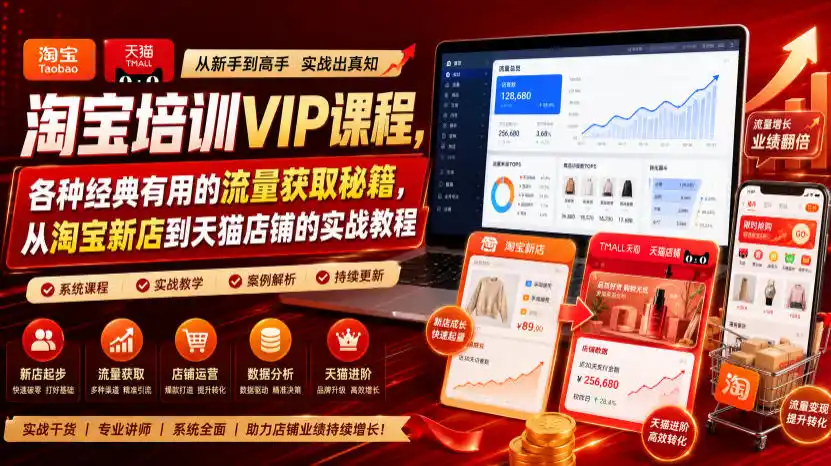 淘宝培训VIP课程，各种经典有用的流量获取秘籍，从淘宝新店到天猫店铺的实战教程(更新10月04日)-智云副业