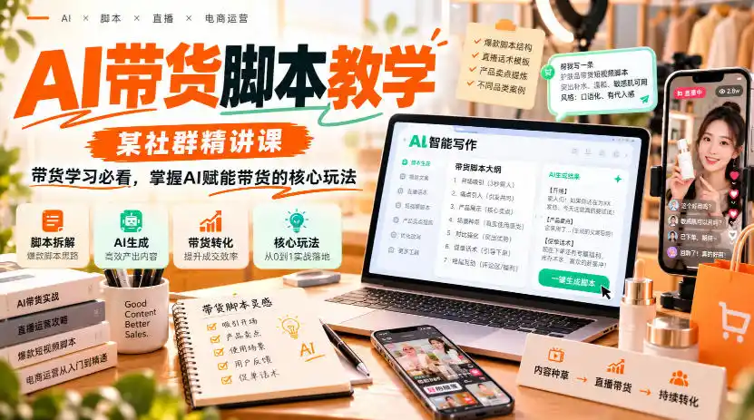 AI带货脚本教学，某社群精讲课，带货学习必看，掌握AI赋能带货的核心玩法-智云副业