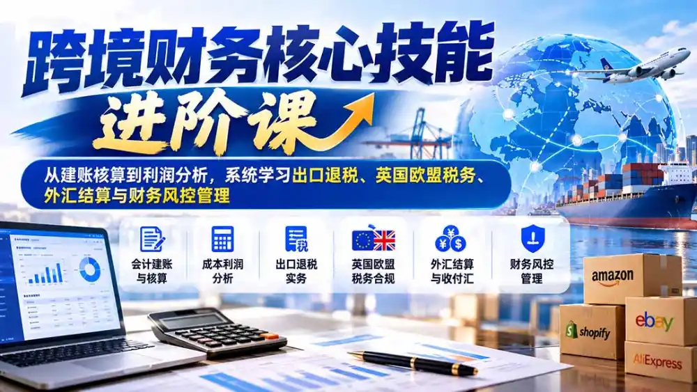 跨境财务核心技能进阶课：从建账核算到利润分析，系统学习出口退税、英国欧盟税务、外汇结算与财务风控管理-智云副业
