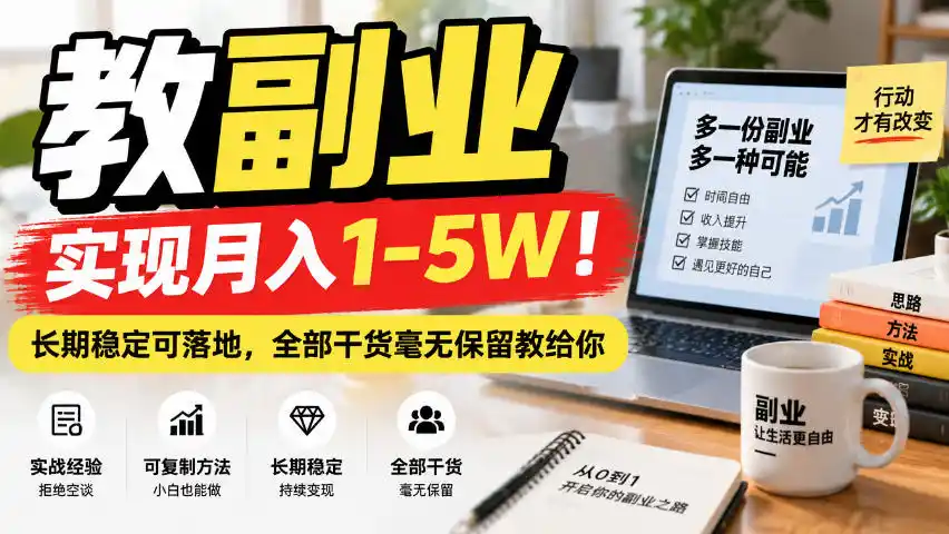 “教副业”实现月入1-5W！长期稳定可落地，全部干货毫无保留教给你【揭秘】-智云副业