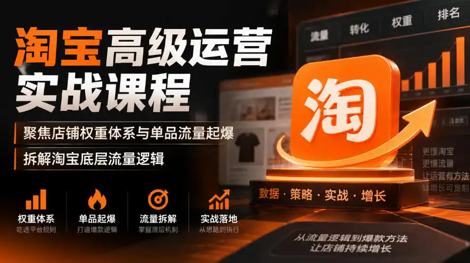 淘宝高级运营实战课程，聚焦店铺权重体系与单品流量起爆，拆解淘宝底层流量逻辑-智云副业