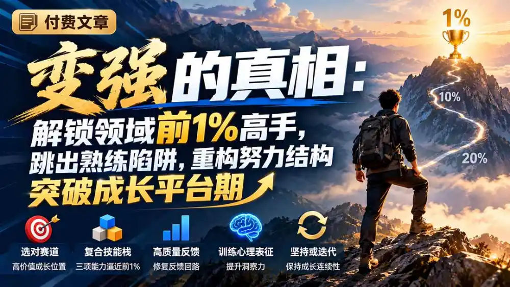 付费文章：变强的真相：解锁领域前1%高手，跳出熟练陷阱，重构努力结构突破成长平台期-智云副业