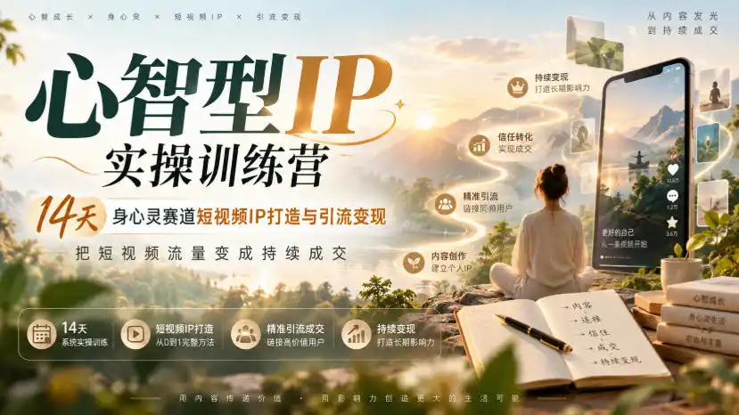 心智型IP实操训练营｜14天身心灵赛道短视频IP打造与引流变现，把短视频流量变成持续成交-智云副业
