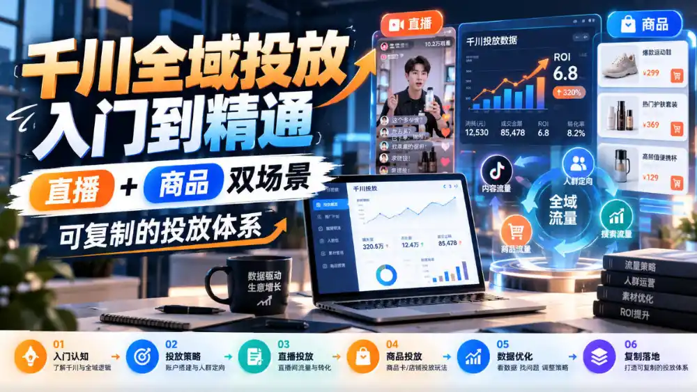 千川全域投放入门到精通，直播+商品双场景，可复制的投放体系-智云副业