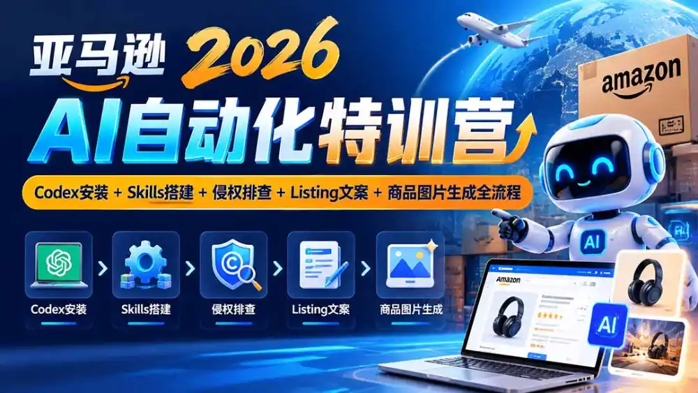 亚马逊2026AI自动化-10月特训营：Codex安装+Skills搭建+侵权排查+Listing文案+商品图片生成全流程-智云副业
