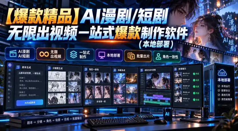 【爆款精品】AI漫剧/短剧无限出视频一站式爆款制作软件(本地部署)-智云副业