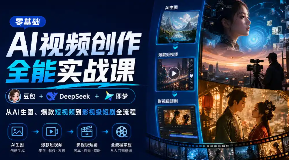 零基础AI视频创作全能实战课｜豆包+DeepSeek+即梦，从AI生图、爆款短视频到影视级短剧全流程-智云副业