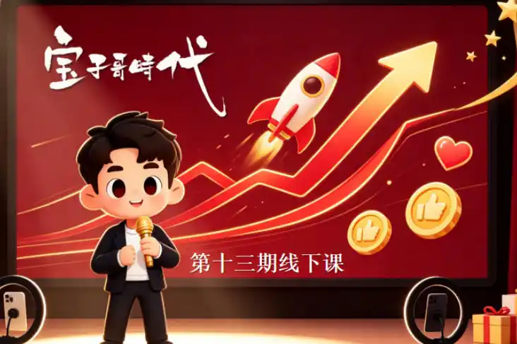 宝子哥抖音直播第13期VIP线下课9月5-6日，26年最值得看的直播课程，快速突破直播间流量瓶颈，打造高效起号闭环-智云副业