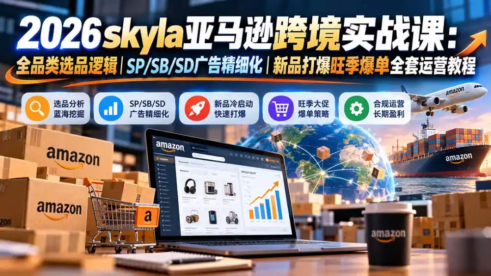 skyla亚马逊跨境实战课-更新1019：全品类选品逻辑｜SP/SB/SD广告精细化｜新品打爆旺季爆单全套运营教程-智云副业